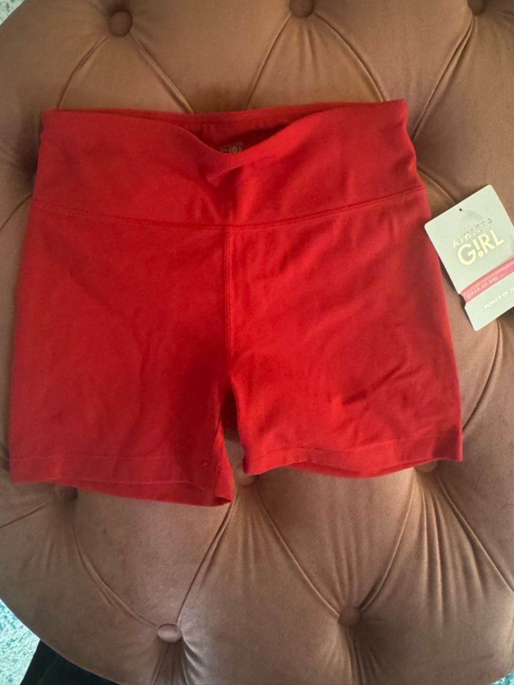 Athleta Girl Red High-Waist Stretch Bike Shorts